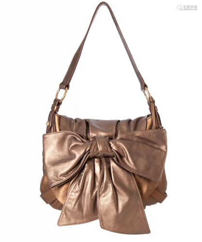 Yves Saint Laurent Metallic Bronze Bow Shoulder Bag