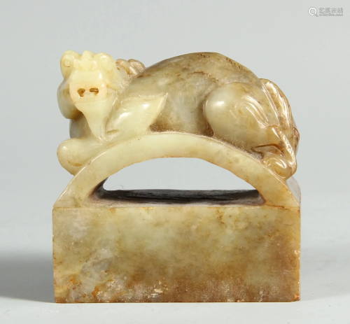 A CHINESE JADE CARVING SEAL
