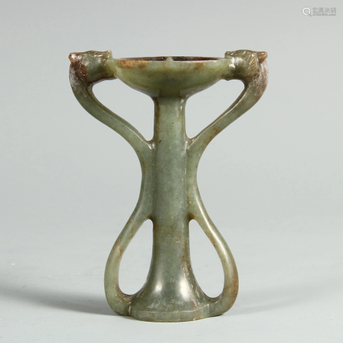A CHINESE JADE CARVING CANDLE HOLDER
