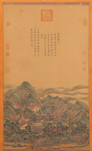 A CHINESE SCROLL PAINTING OF LANDSCAPE