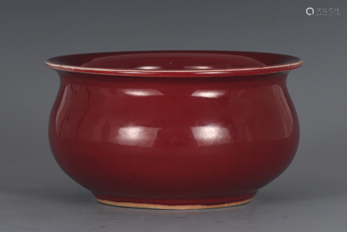 A CHINESE RED GLAZED PORCELAIN BOWL