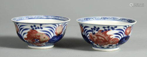 A PAIR OF CHINESE BLUE&WHITE UNDERGLAZE RED POR…