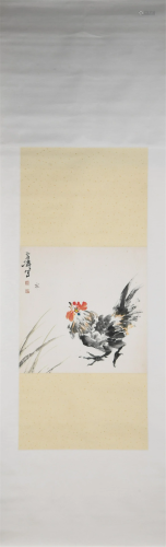 A CHINESE SCROLL PAINTING OF ROOSTER