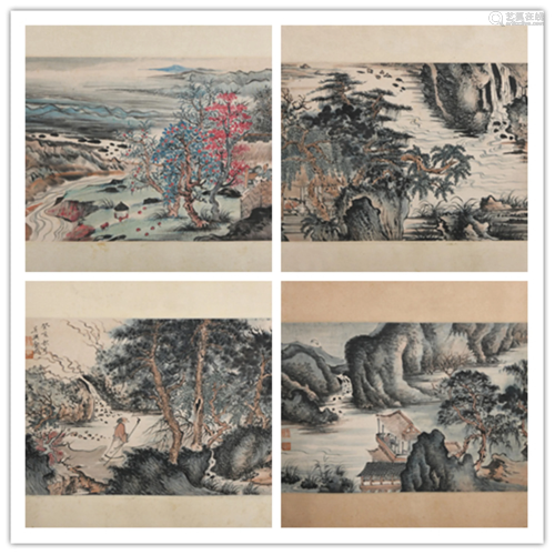 A CHINESE PAINTING OF MOUTAINS VIEWS