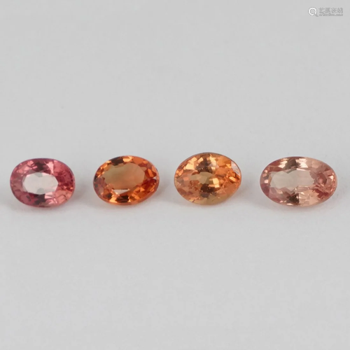 1.11 ct. Set of 4 Orange Sapphires - SRI LANKA, CEYLON