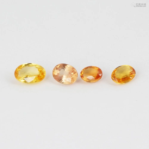 1.63 ct. Set of 4 Orange Sapphires - SRI LANKA, CEYLON