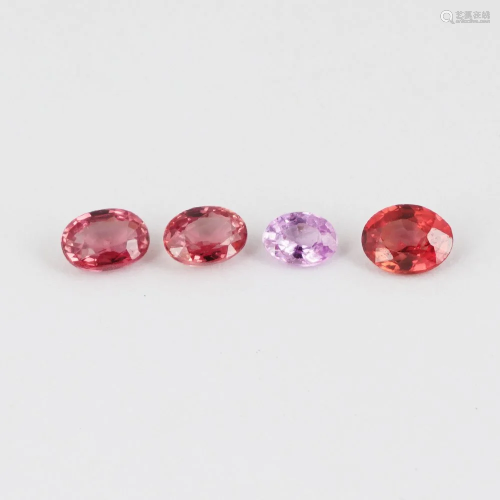 0.93 ct. Set of 4 Orange & Pink Sapphires - SRI LANKA,