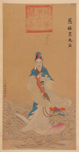 A CHINESE SCROLL PAINTING OF FIGURE