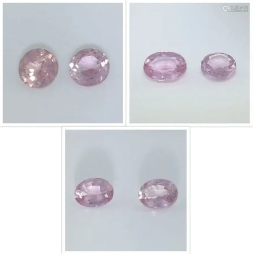 IGI Set of 6 Sapphires and Padparadscha Sapphires