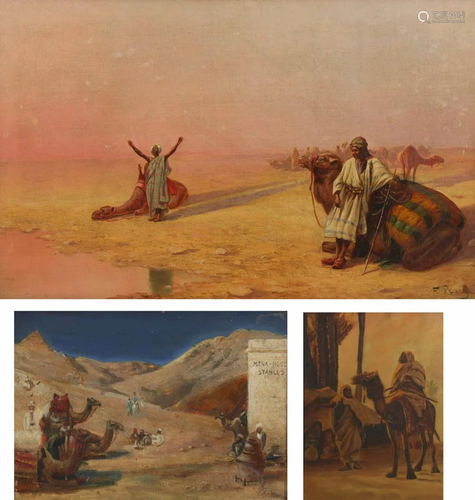 GROUPING OF THREE ORIENTALIST PAINTINGS.