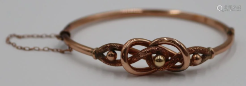 JEWELRY. Victorian 9ct Rose Gold Hinged Bracelet.