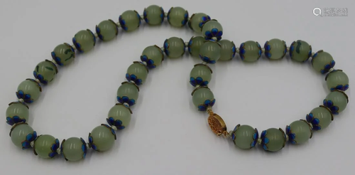 JEWELRY. Jade and Enamel Beaded Necklace.