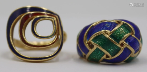 JEWELRY. 18kt &14kt Gold and Enamel Rings.