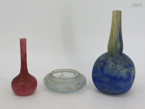 3 Vintage Signed Daum Nancy Glass Vases