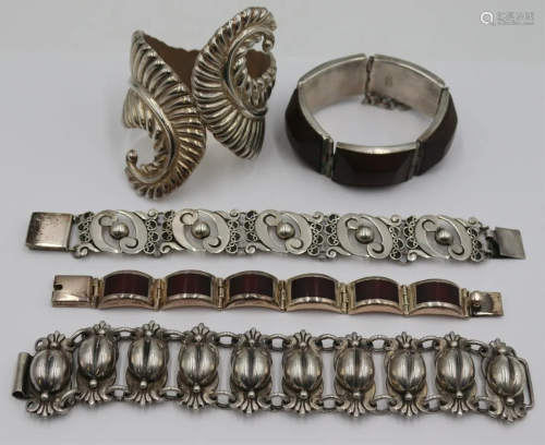 JEWELRY. (5) Mexican Sterling Bracelets.