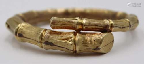 JEWELRY. Vintage 14kt Gold Bamboo Hinged Bracelet.