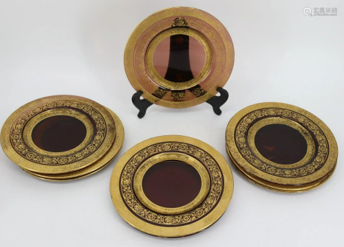 10 Moser Gilt Decorated Glass Plates