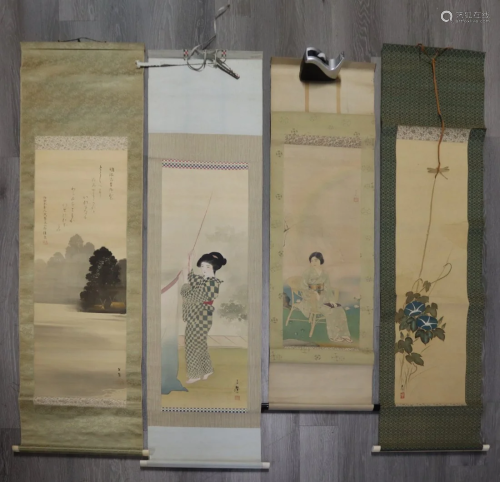Grouping of (4) Asian Hanging Scrolls.