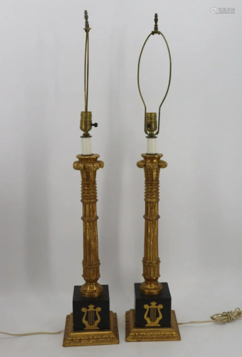 A Pair Of Carved Gilt And Paint Decorated