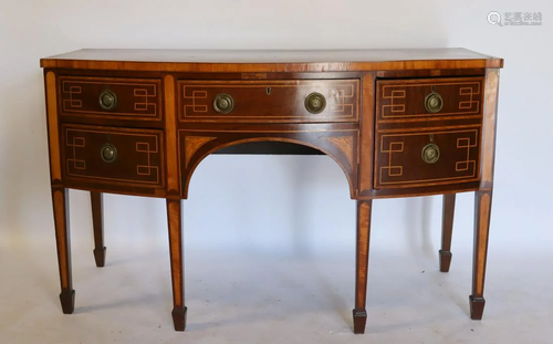 Antique Inlaid Mahogany Sideboard.