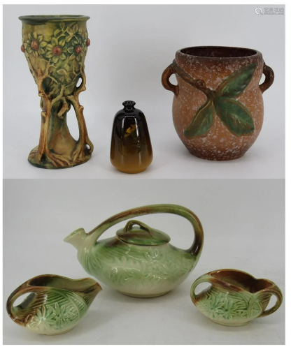 WELLER & Mc Coy Lot Of 3 Porcelain Vases & A