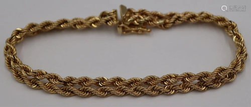 JEWELRY. 14kt Gold Double Rope Twist Bracelet.