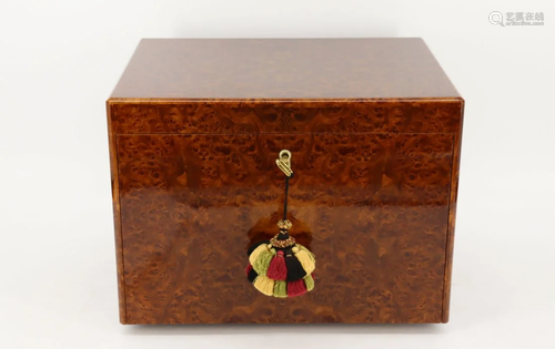 A Lemaire of Paris Burl Wood Walnut Cigar Humidor