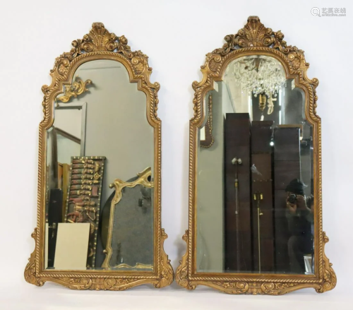A Large Pair Of Antique Carved & Giltwood Mirrors