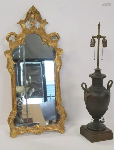 Antique Giltwood Italian Mirror Together With