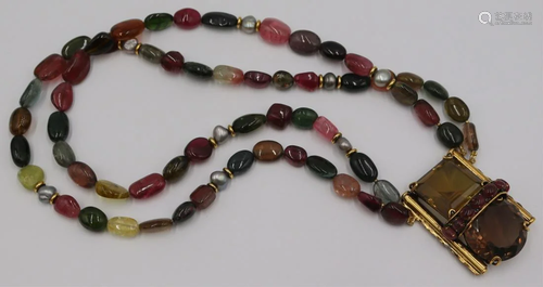 JEWELRY. Iradji Moini Tourmaline & Pearl Necklace.