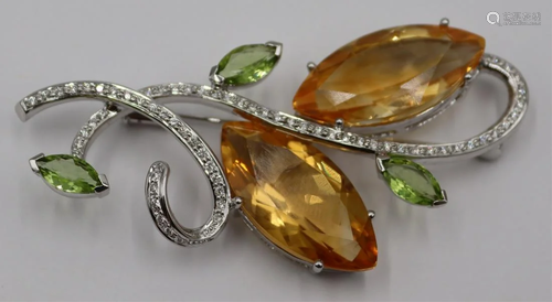 JEWELRY. Signed 18kt Gold, Diamond and Colored Gem