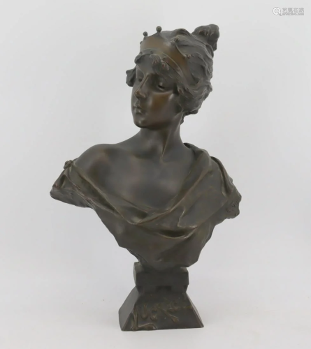 A Villanis (20th Century) Bronze Bust 