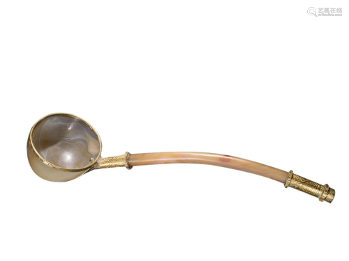 GOLD MOUNTED AGATE LADLE