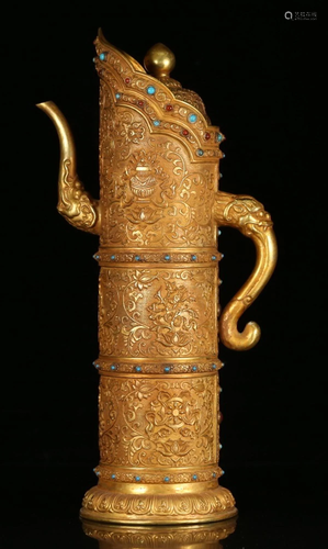 GILT BRONZE CAST POT