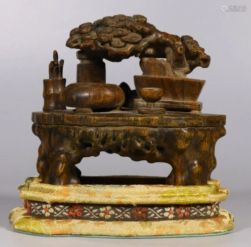 CHENXIANG WOOD CARVED BOGU ORNAMENT