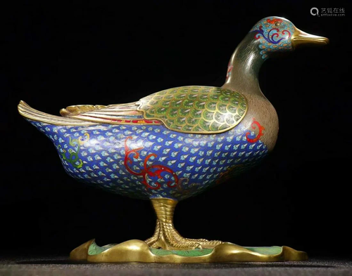 CLOISONNE CAST DUCK SHAPED ORNAMENT