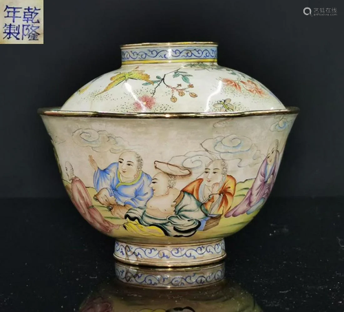 QIANLONG MARK CLOISONNE CAST BOWL