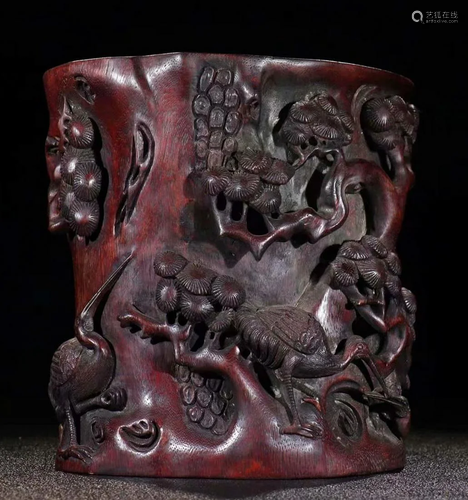 CHENXIANG WOOD CARVED BRUSH POT