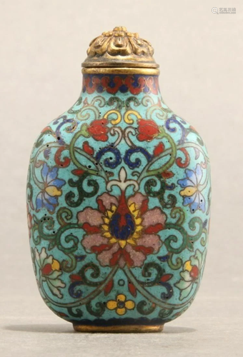 CLOISONNE ENAMEL CAST SNUFF BOTTLLE