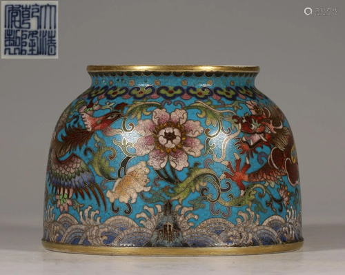 QIANLONG MARK CLOISONNE CAST CONTAINER