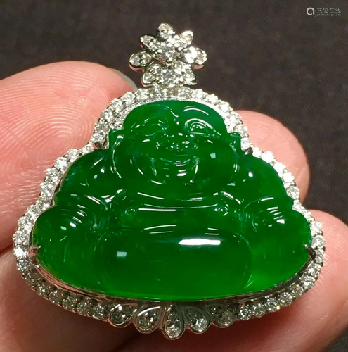 ICY GREEN JADEITE BUDDHA PENDANT