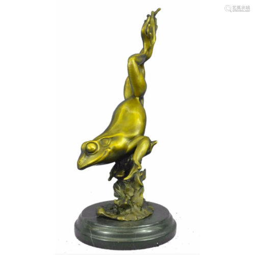 Gilt Bronze Leaping Frog Sculpture