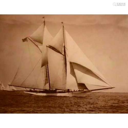 Schooner Yacht America in Vineyard Sound Sepia Tone