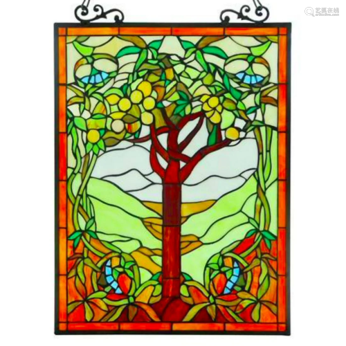Fruits of Life Stained Art Glass Hanging Window Panel