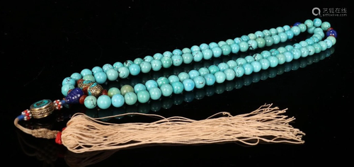 TURQUOISE STRING NECKLACE WITH 108 BEADS