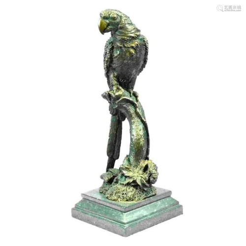 Signed Brazilian Parrot Bronze Sculpture