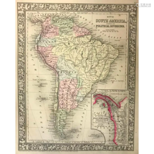 19thc Mitchell Map of South America