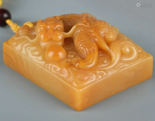 TIANHUANG STONE CARVED DRAGON PATTERN TABLET