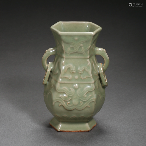 LONGQUAN WARE CELADON DOUBLE-RING EARS VASE, SOUTHERN