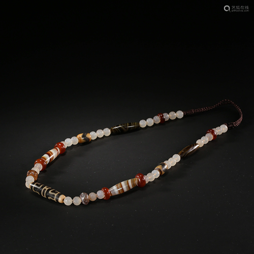 CHINESE TANG DYNASTY DZI BEADS NECKLACE